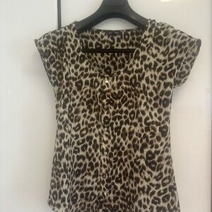 Leopard Print Button-Up Top